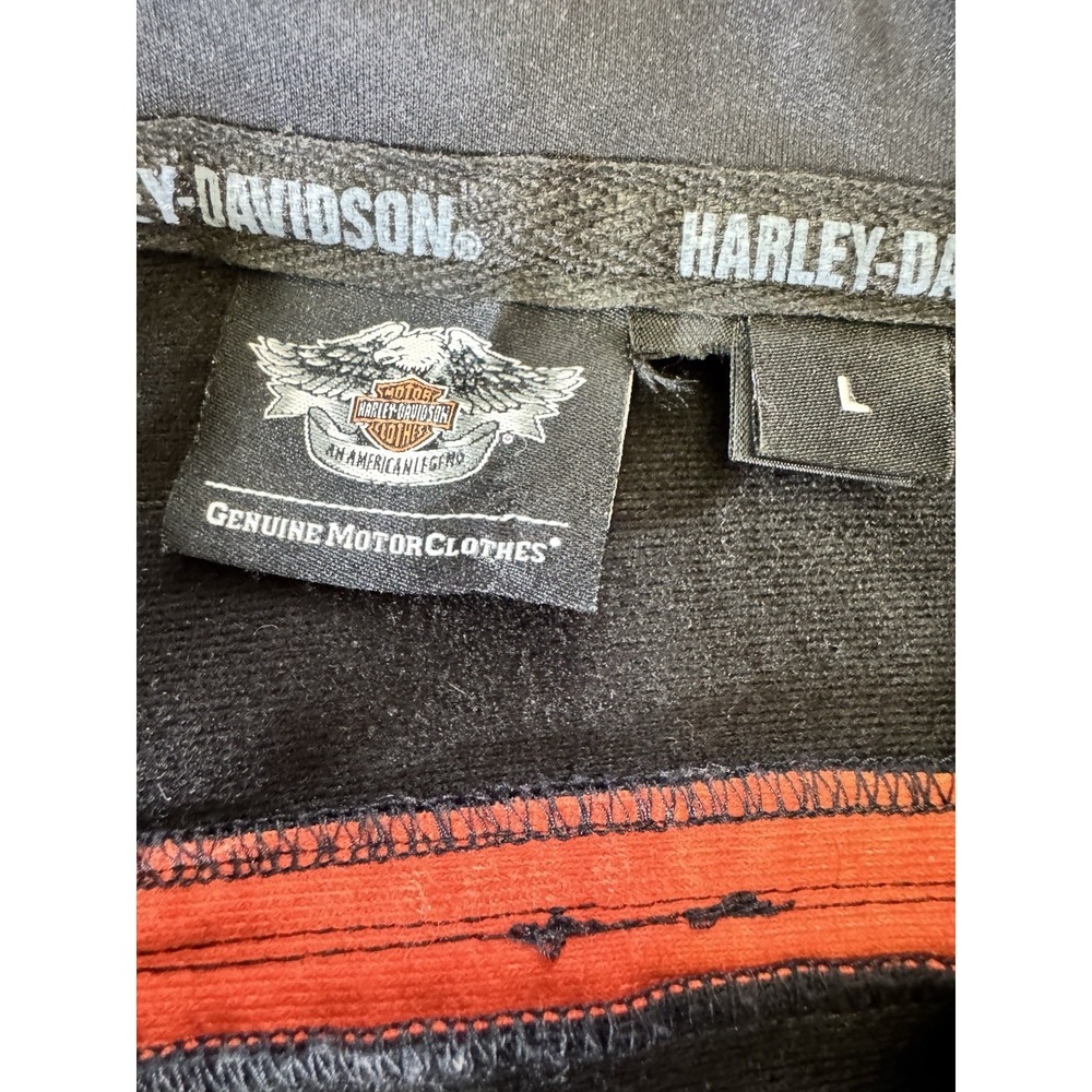 Harley-Davidson Zip Up Track Jacket Mens Large Black Orange Embroidered Logo - Picture 2 of 9